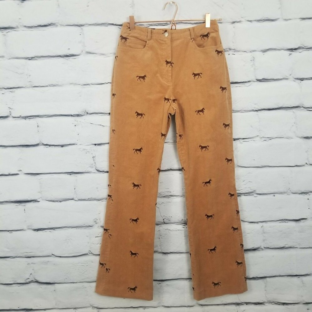 LILLY PULITZER Camel Tan Embroidered Horse Pants